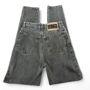 VTG 90s Bongo Jeans Size 5 Gray Green Denim High Waist Tapered Leg USA Made